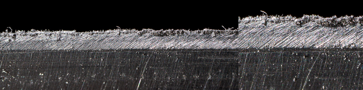 otřep na ostří nože po vyčištění hadříkem