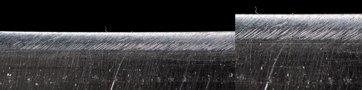 obtahování ostří nože na kůži - odstranění otřepu brusnou pastou