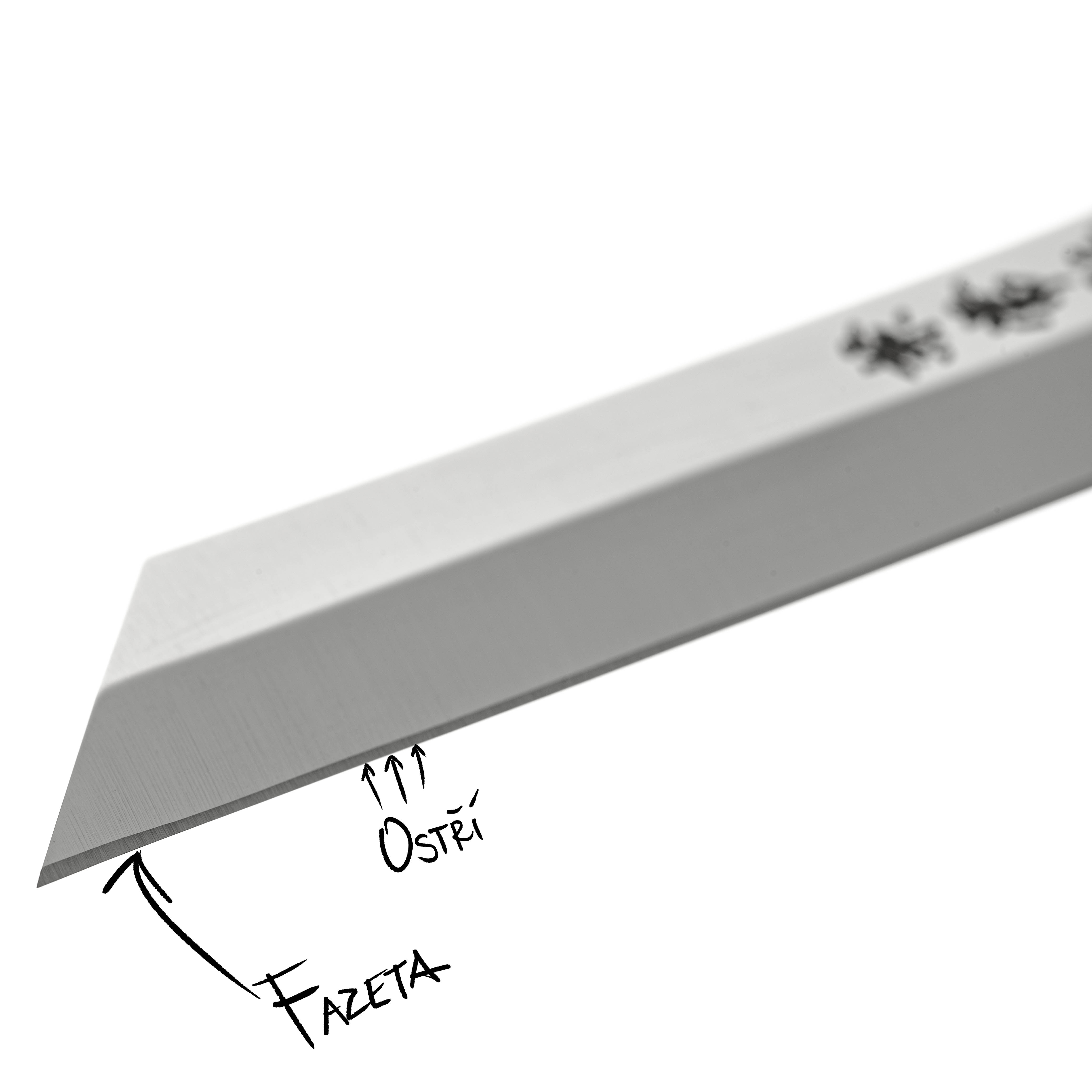 fazeta nože pod mikroskopem - průřez ostří