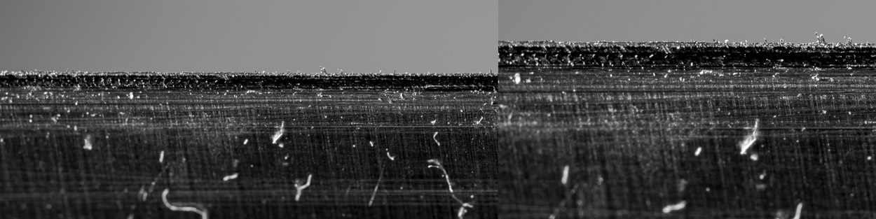 karbidový protahovací brousek - ukázka poškození ostří